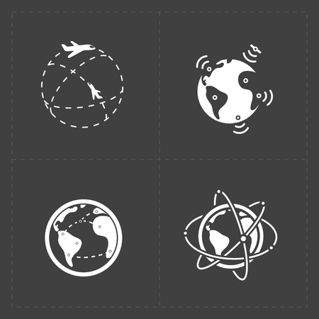 Earth vector icons set on dark background.のイラスト素材