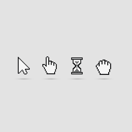 Pixel cursors icons on white.Vector Illustration.のイラスト素材