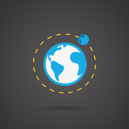 Earth orbit. Earth vector icon on black  background.のイラスト素材