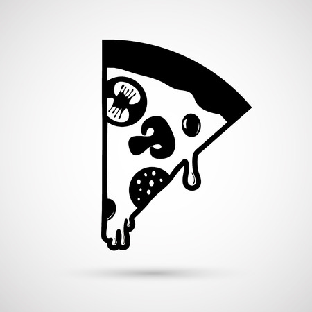 vector  piece of pizza icon on whiteのイラスト素材
