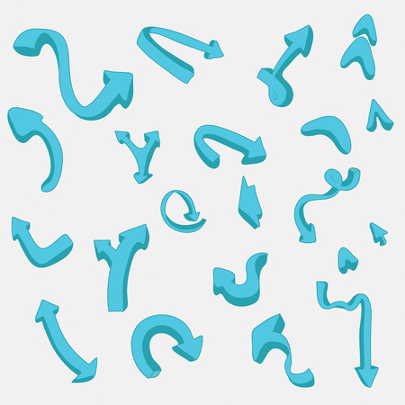 Collection of drawing volumetric arrowsのイラスト素材