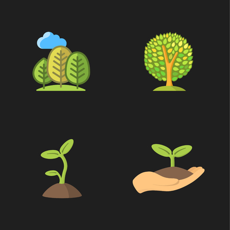 four flat eco iconsのイラスト素材