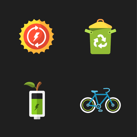four flat eco iconsのイラスト素材