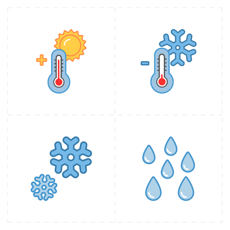4 flat modern weather iconsのイラスト素材