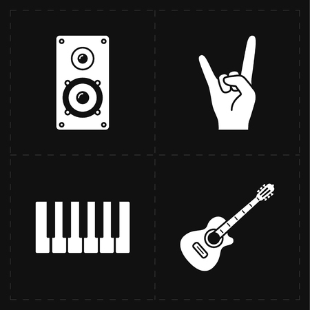 4 universal flat music iconsのイラスト素材