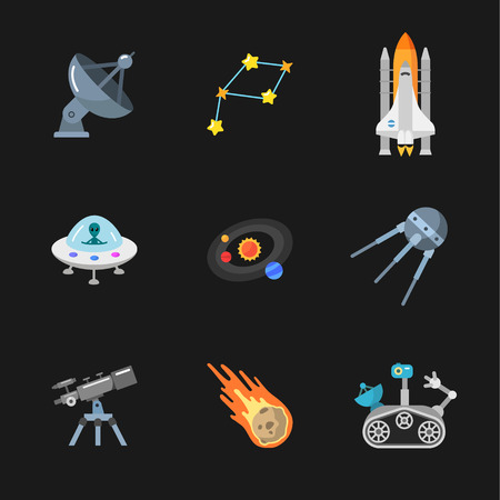 stylish space iconsのイラスト素材