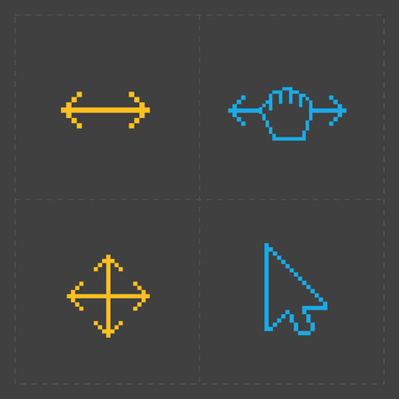 Pixel colorful cursors icons on black.のイラスト素材