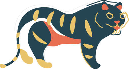 Abstract drawing of a black tiger, the symbol of the new year 2022のイラスト素材
