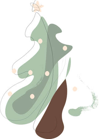 Minimalist Christmas tree on a white background, postcardのイラスト素材