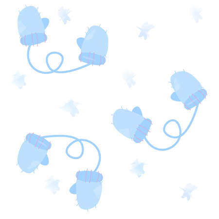 Pattern blue mittens on a white backgroundのイラスト素材