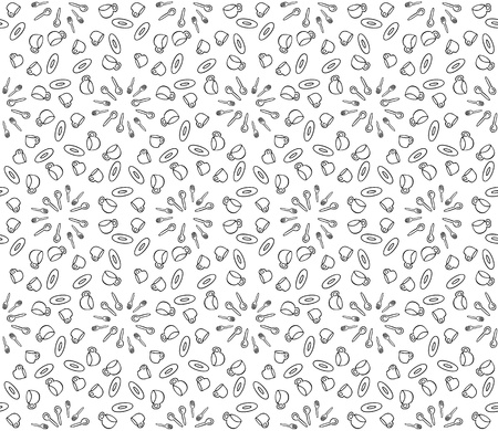 Seamless pattern with tea setのイラスト素材