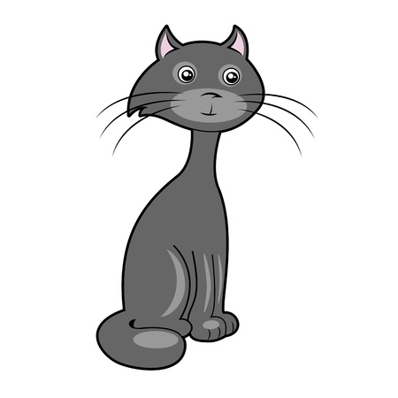 funny cartoon cat in full growth on a white backgroundのイラスト素材