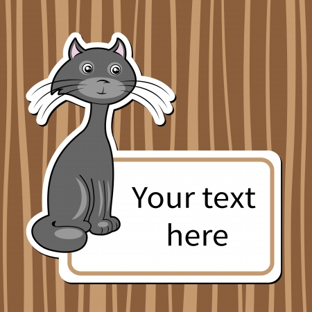 funny cartoon cat with a sign for textのイラスト素材