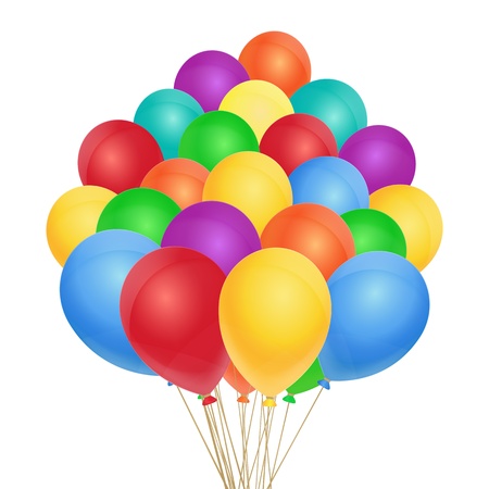 bouquet of colorful air balloons on white backgroundのイラスト素材