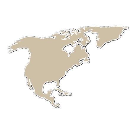outline map of North America in a paper styleのイラスト素材