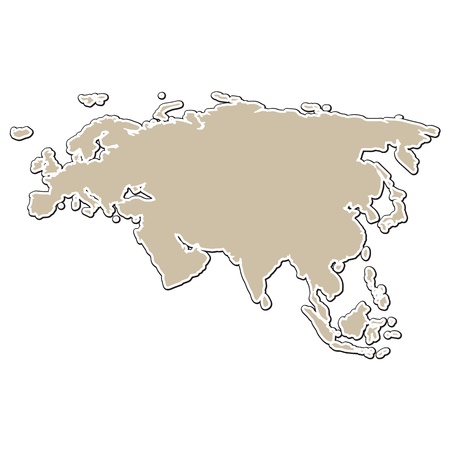 outline of the map of Eurasia in paper styleのイラスト素材