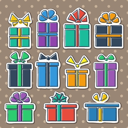 gift box set into a flat style multicoloredのイラスト素材