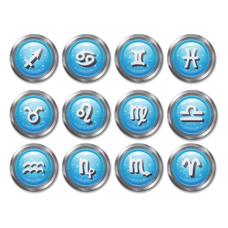 set of twelve icon buttons zodiac horoscopeのイラスト素材