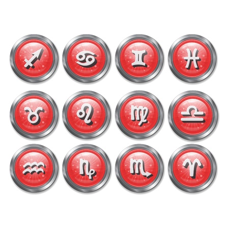 set of twelve icon buttons zodiac horoscopeのイラスト素材