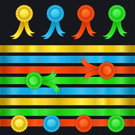 set of ribbons, medals, raznotsyetnyh elements for design postcards, websiteのイラスト素材