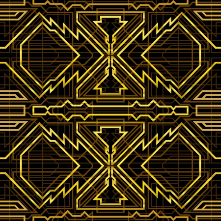 art deco grille, metallic abstract, geometric pattern in the art deco style, seamless patternのイラスト素材