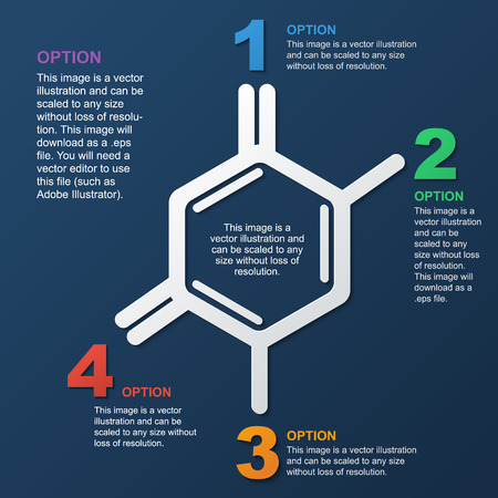 scientific background, frame in the form of molecules, infographics, design for the site, frame for text with colored figuresのイラスト素材