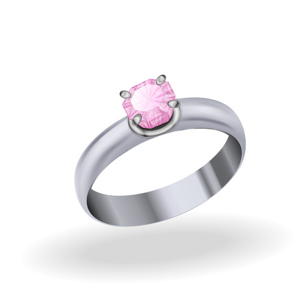 silver ring with sapphire, jewelry white gold with blue stone on a white backgroundのイラスト素材