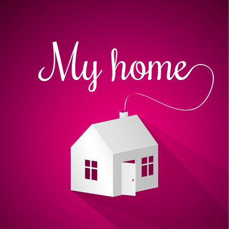 paper model house, a three-dimensional cardboard building with the door openのイラスト素材