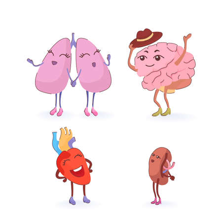internal human organs brain, lungs, heart, spleenのイラスト素材