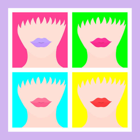 pop art picture with a close-up of a girl faceのイラスト素材