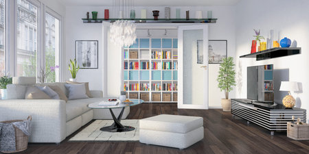 3d render of a old buliding flat - living room - interior concept.