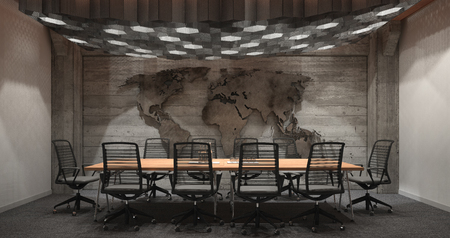 3d render - meeting room with big table and office chairs - office building.の写真素材