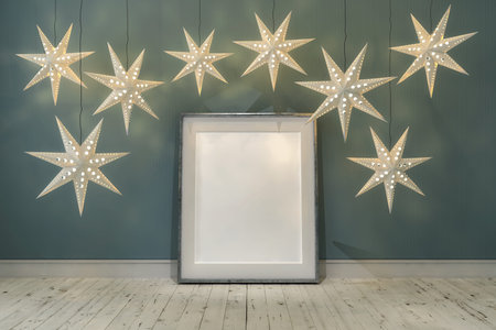 3d render - mock up poster in a living room - scandinavian style - interior - christmas