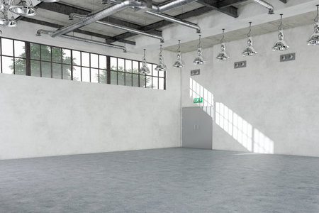3d rendring of a empty warehouse (industrial interior).