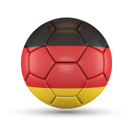 Soccer ball with Germany flag isolated on white.の写真素材