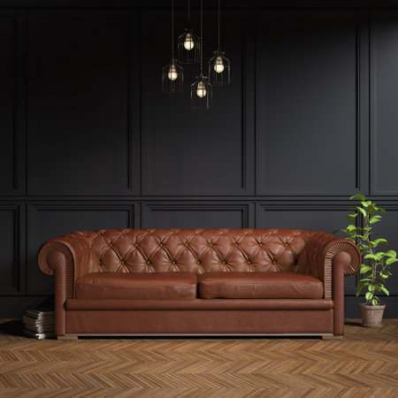 3d rendering of victorian living room with a large sofa, lamps and flower - luxury classic style living roomの写真素材