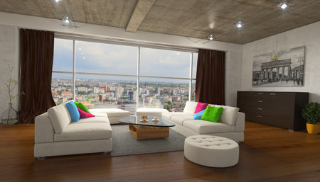 Luxurios living room apartment at day.の写真素材
