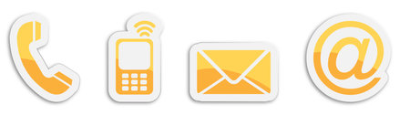 Four contacting sticker symbols in orange - Contact usの写真素材