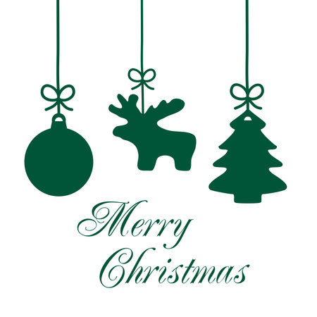 Christmas card with merry christmas word and ornaments.の写真素材