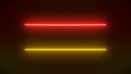 Illustation of glowing neon lines in red and orange. - Abstract backgroundの写真素材