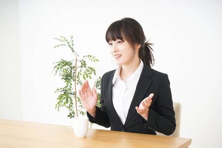 Business woman relaxing at cafeの写真素材