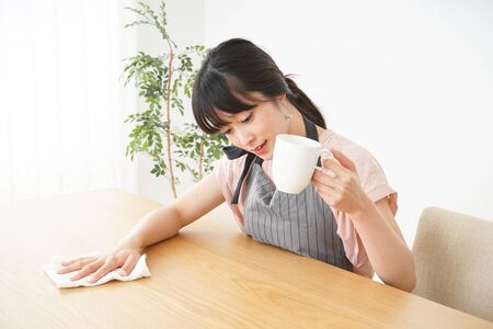 Smiling cafe staffの写真素材