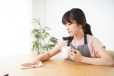 Smiling cafe staffの写真素材