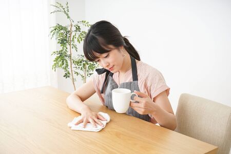 Smiling cafe staffの写真素材