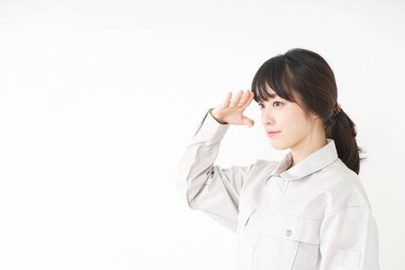 Woman working with uniformの写真素材