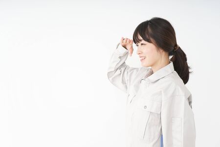 Woman working with uniformの写真素材