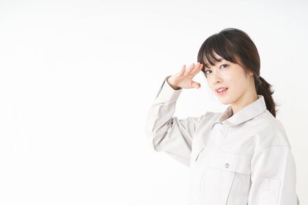 Woman working with uniformの写真素材
