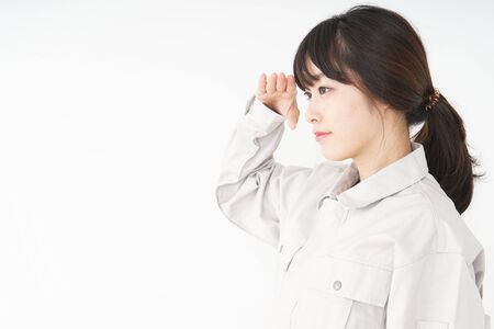 Woman working with uniformの写真素材