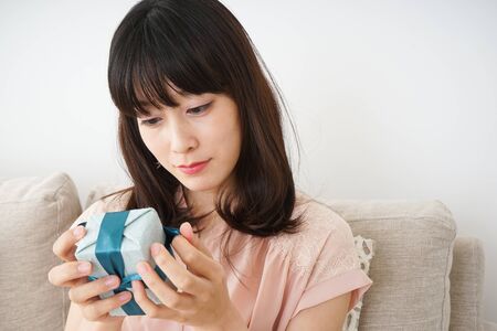 Young woman given a presentの写真素材