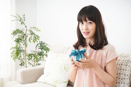 Young woman given a presentの写真素材